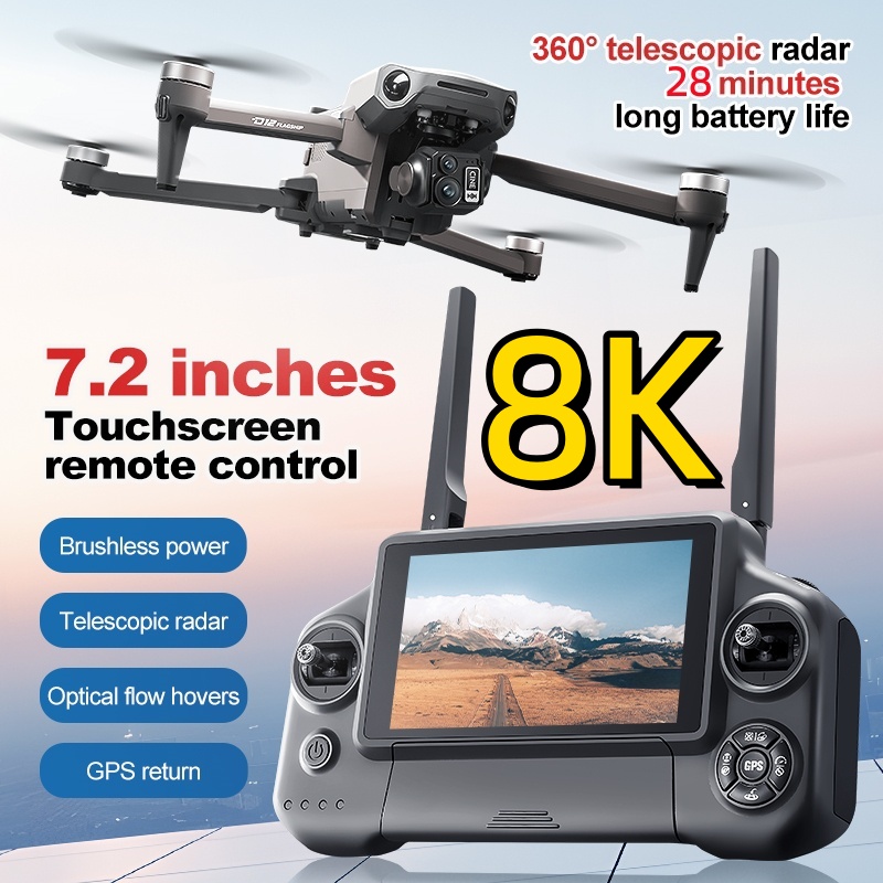 Drone Rc Gps - 8K 3 Axis Gimbal Brushless 7.2in