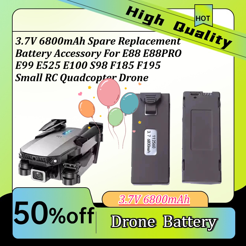 Rc Drone E88 - 3.7V 6800mAh Spare Replacement Battery Accessory
