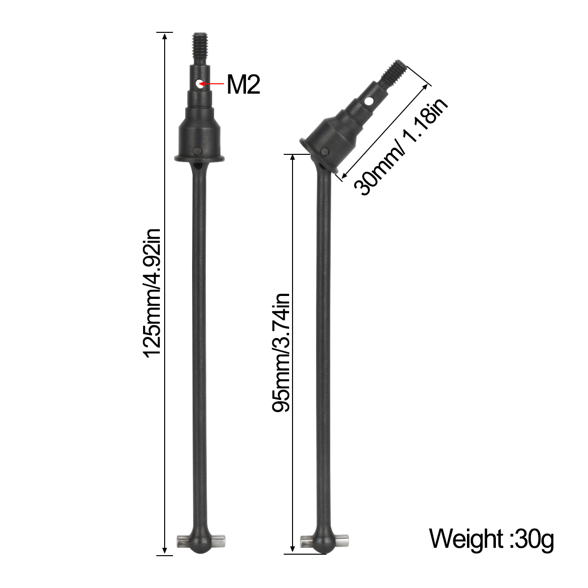 2Pcs Hard Steel Front Rear CVD - Rc Crawler Axle Parts recension och pris