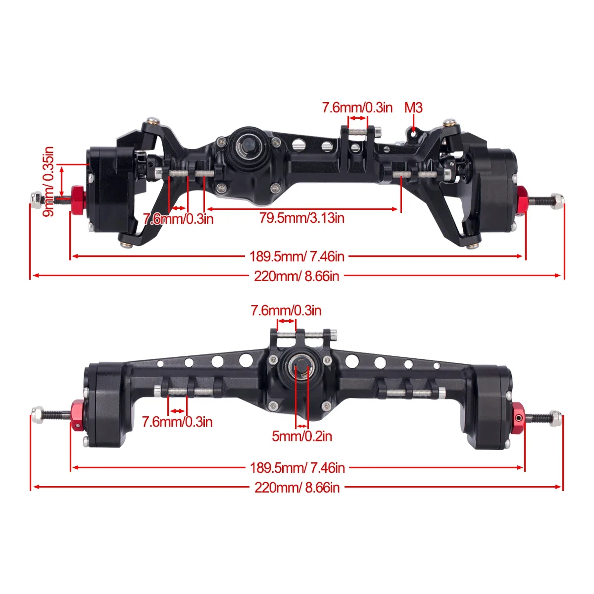 CNC Aluminum SCX10 III Front R - Rc Crawler Axle Parts recension och pris