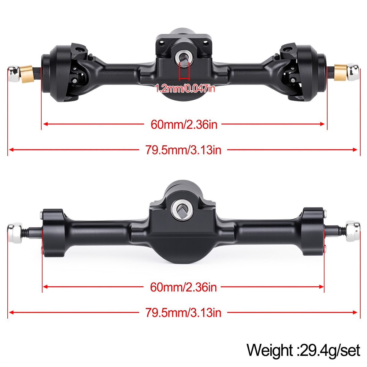 SCX30 1/30 +5mm Aluminum Front - Rc Crawler Axle Parts recension och pris
