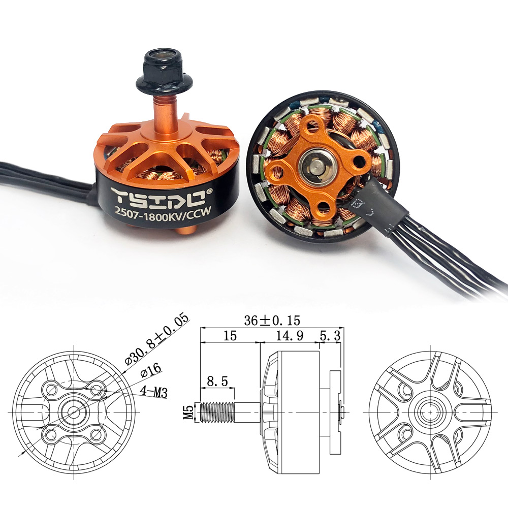 YSIDO 2507 1800KV 3-6S Brushle - Drone Frame 5 Inch recension och pris